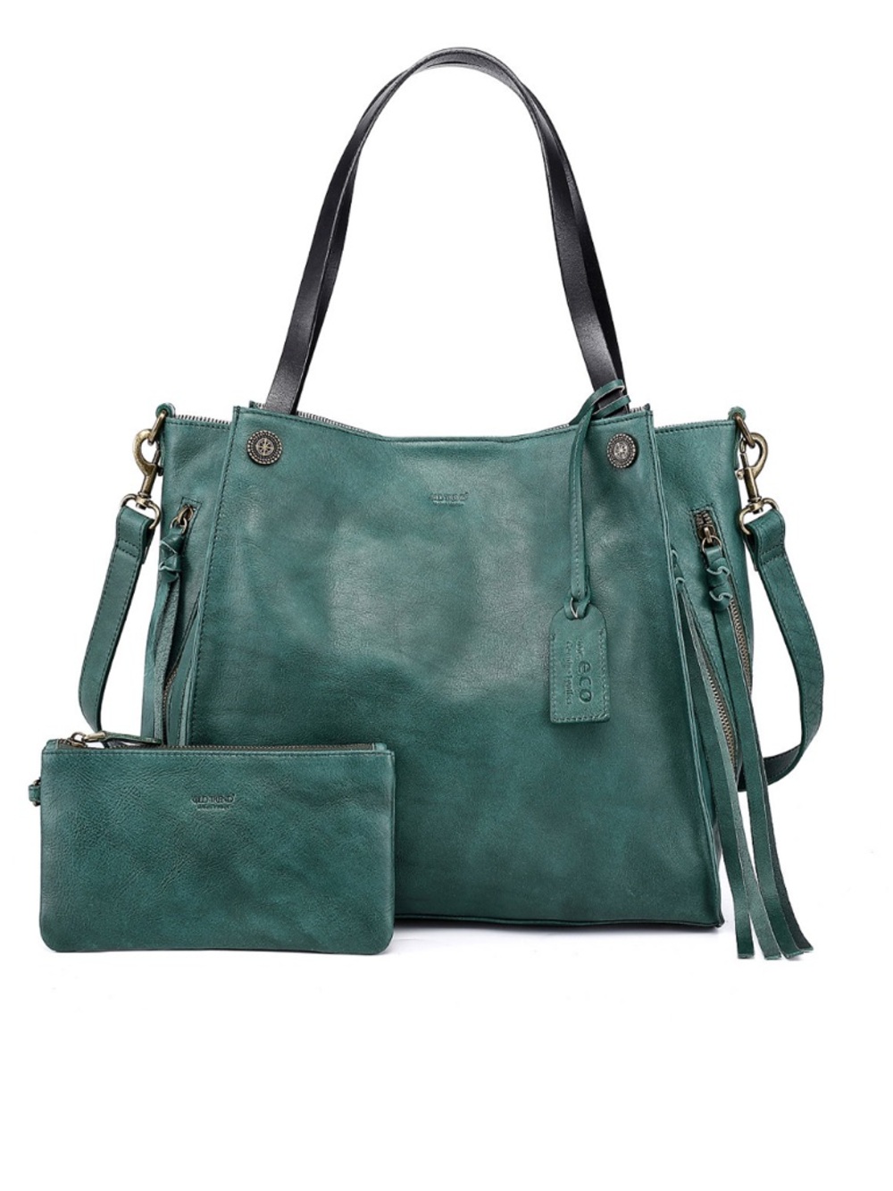 Old Trend Daisy Leather Tote Crossbody Bag Vintage Green